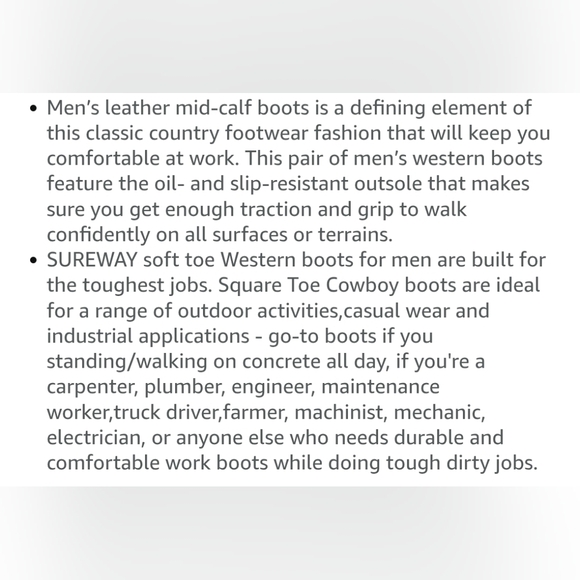 NIB Genuine Full Grain Leather Boots Mens 10 & 10.5 Square Toe Embroidery - Picture 8 of 10